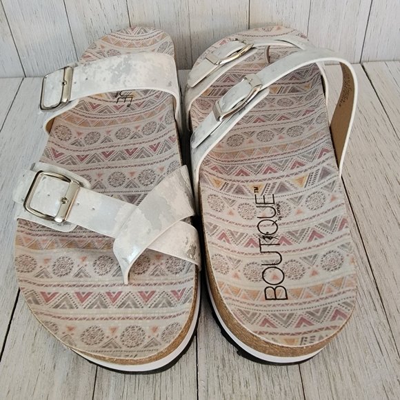 SUMMER SALE!!-CORKYS- TAN LINES WHITE METALLIC SANDALS - Picture 5 of 7